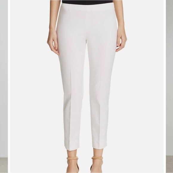 Lafayette 148 New York Cloth Cropped Bleecker Ankle White Pants- Size 8 - Picture 2 of 8